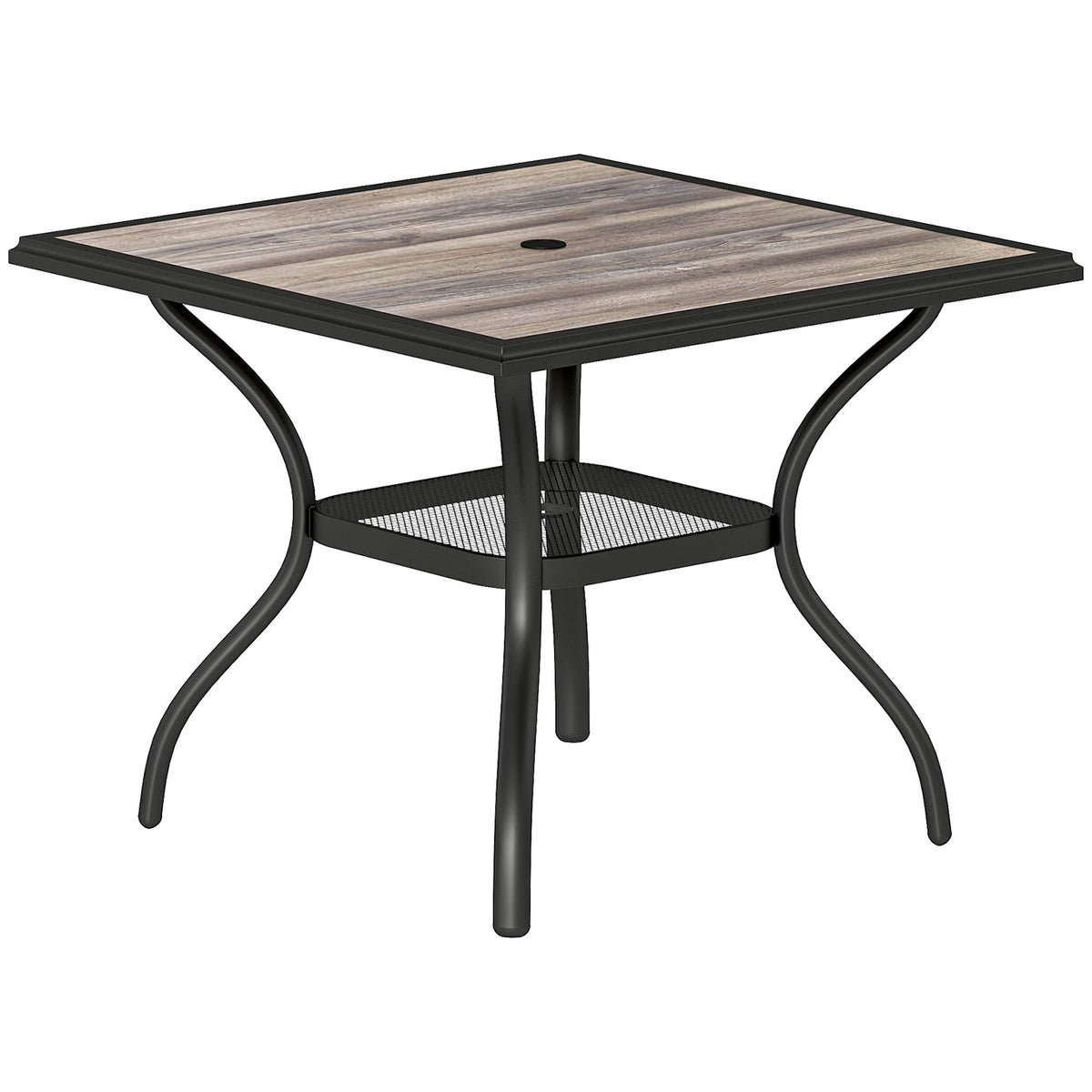 37" Square Outdoor Dining Table with Umbrella Hole, Gray