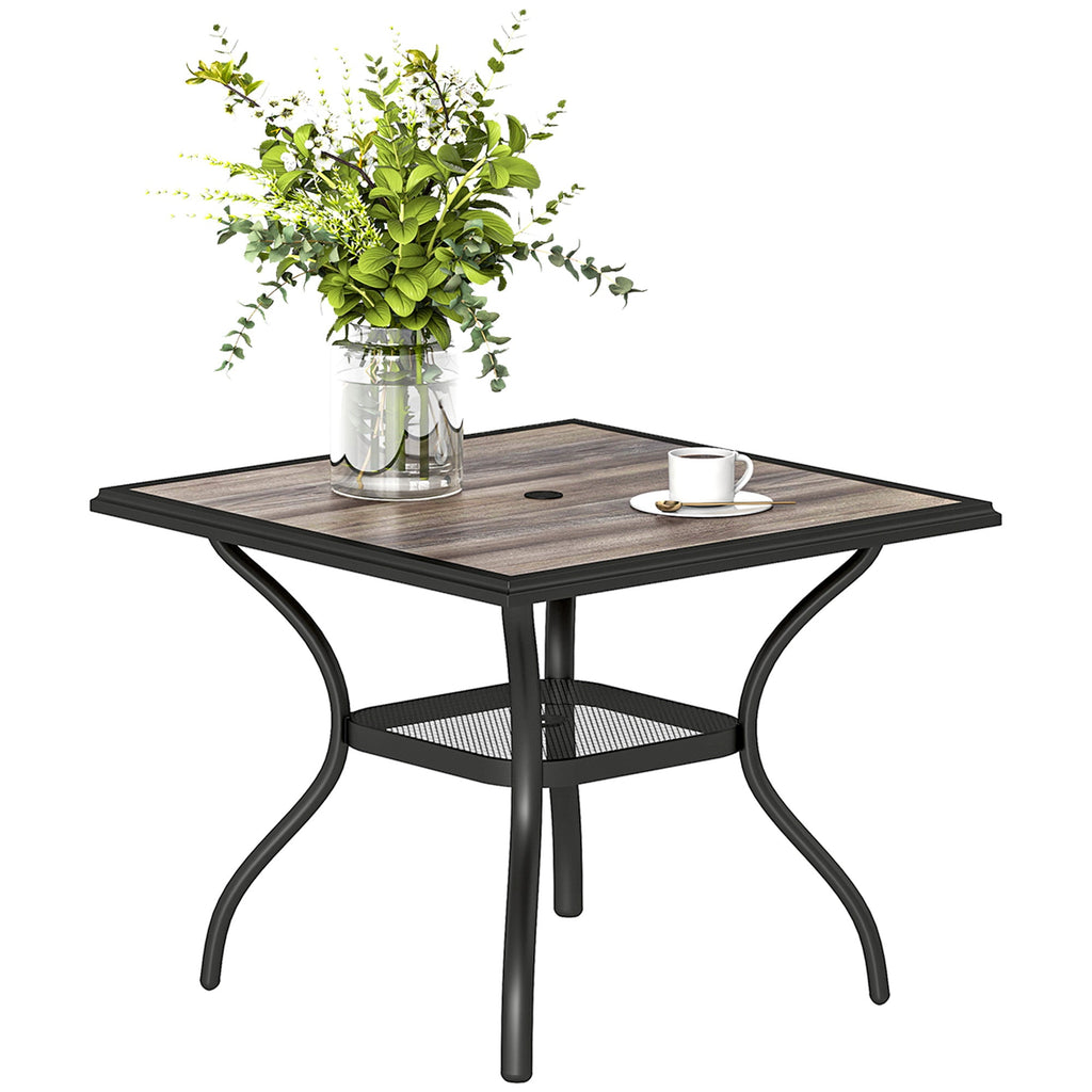 37" Square Outdoor Dining Table with Umbrella Hole, Gray