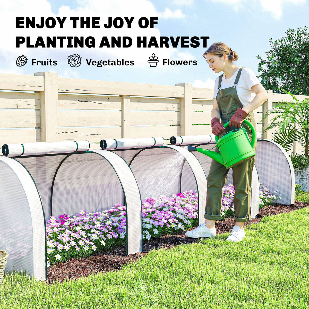 13' L x 3' W x 2.5' H Portable Tunnel Greenhouse, White