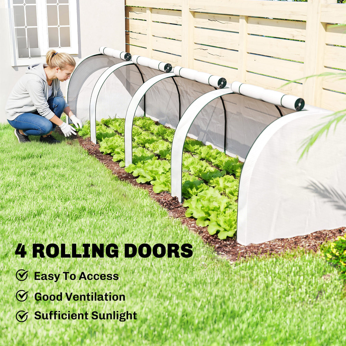 13' L x 3' W x 2.5' H Portable Tunnel Greenhouse, White