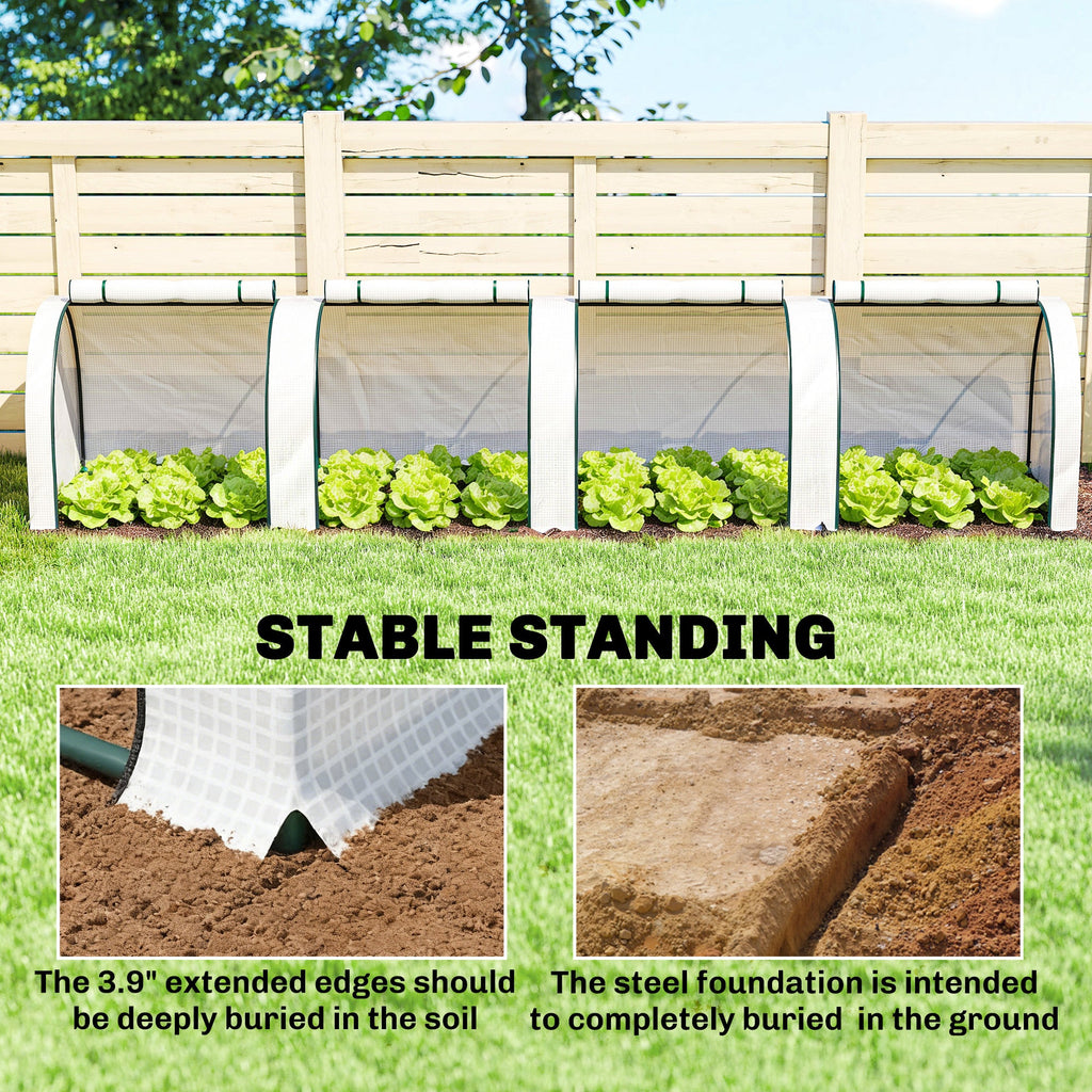 13' L x 3' W x 2.5' H Portable Tunnel Greenhouse, White
