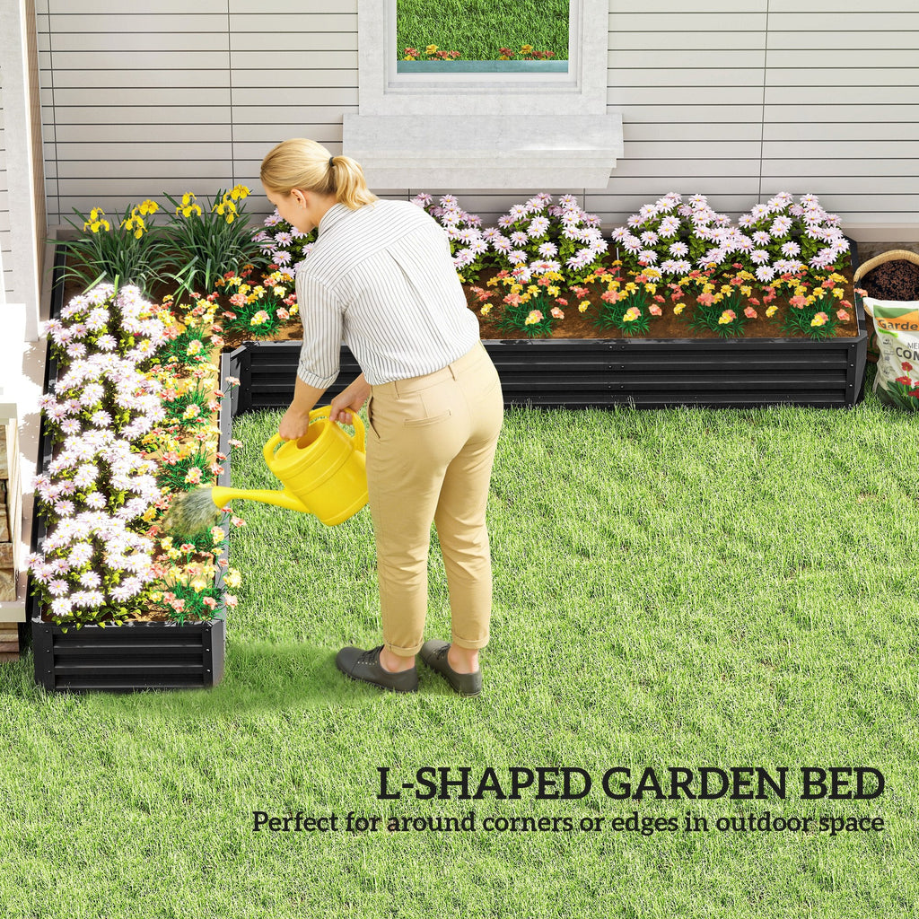 82" x 109" x 12" L-Shaped Raised Garden Bed, Black