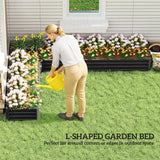 82" x 109" x 12" L-Shaped Raised Garden Bed, Black
