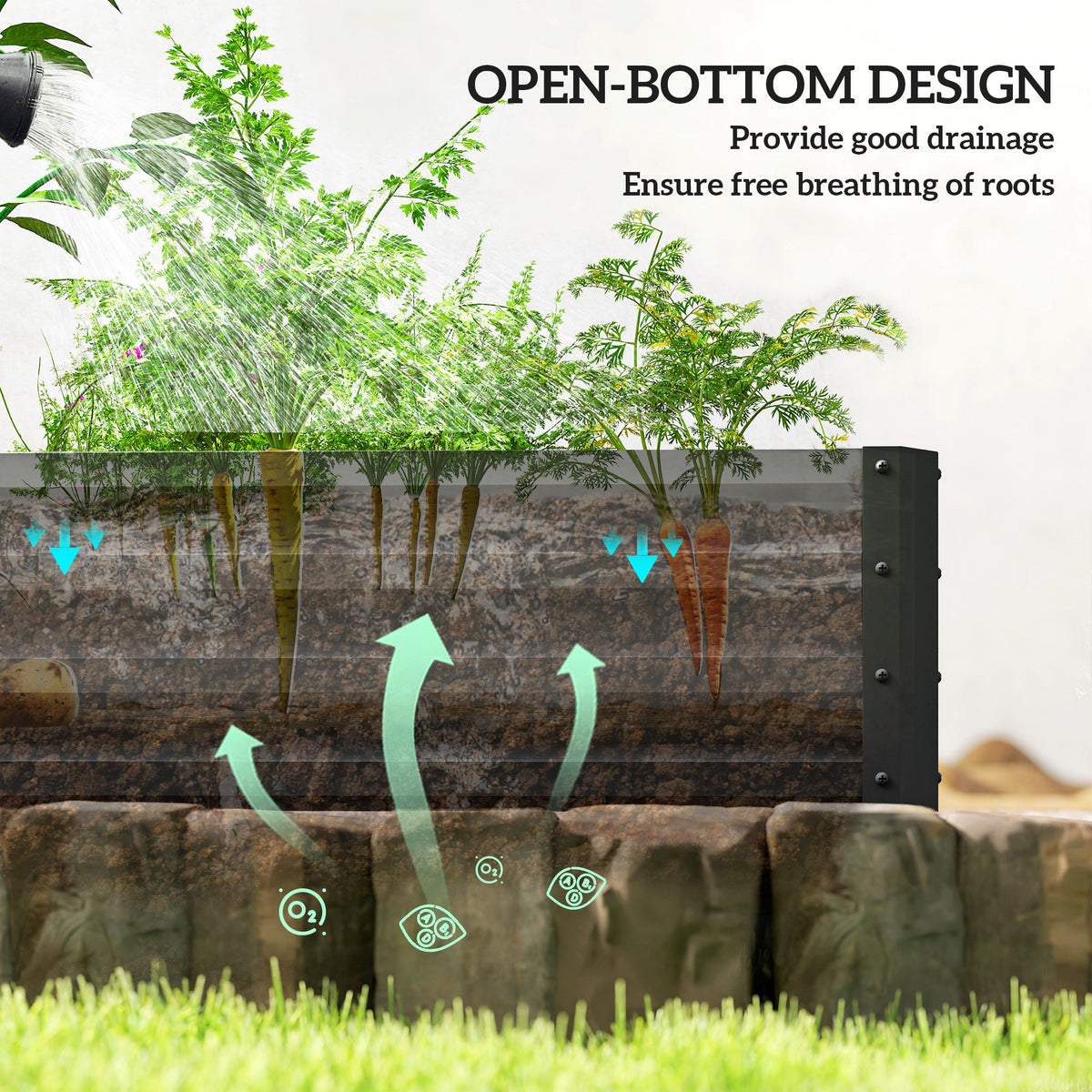 82" x 109" x 12" L-Shaped Raised Garden Bed, Black