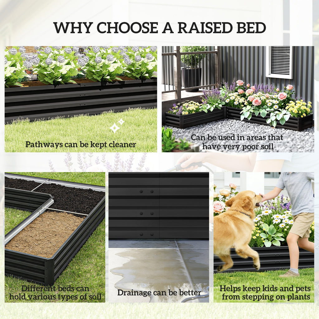 82" x 109" x 12" L-Shaped Raised Garden Bed, Black