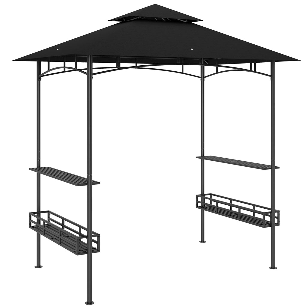 8' x 5' Grill Gazebo with Shelves and Baskets, Dark Gray