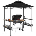 8' x 5' Grill Gazebo with Shelves and Baskets, Dark Gray