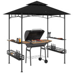 8' x 5' Grill Gazebo with Shelves and Baskets, Dark Gray
