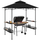 8' x 5' Grill Gazebo with Shelves and Baskets, Dark Gray