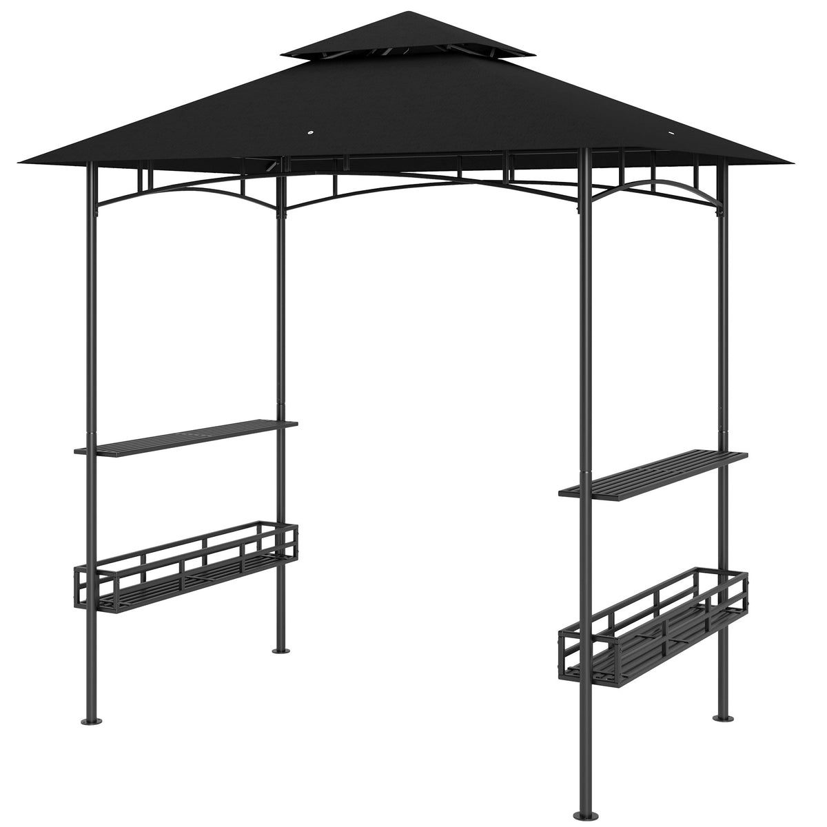 8' x 5' Grill Gazebo with Shelves and Baskets, Dark Gray