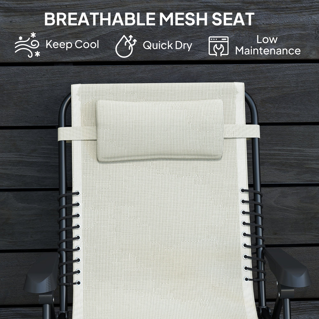Zero Gravity Chair with 5-Position Backrest and Headrest, Beige