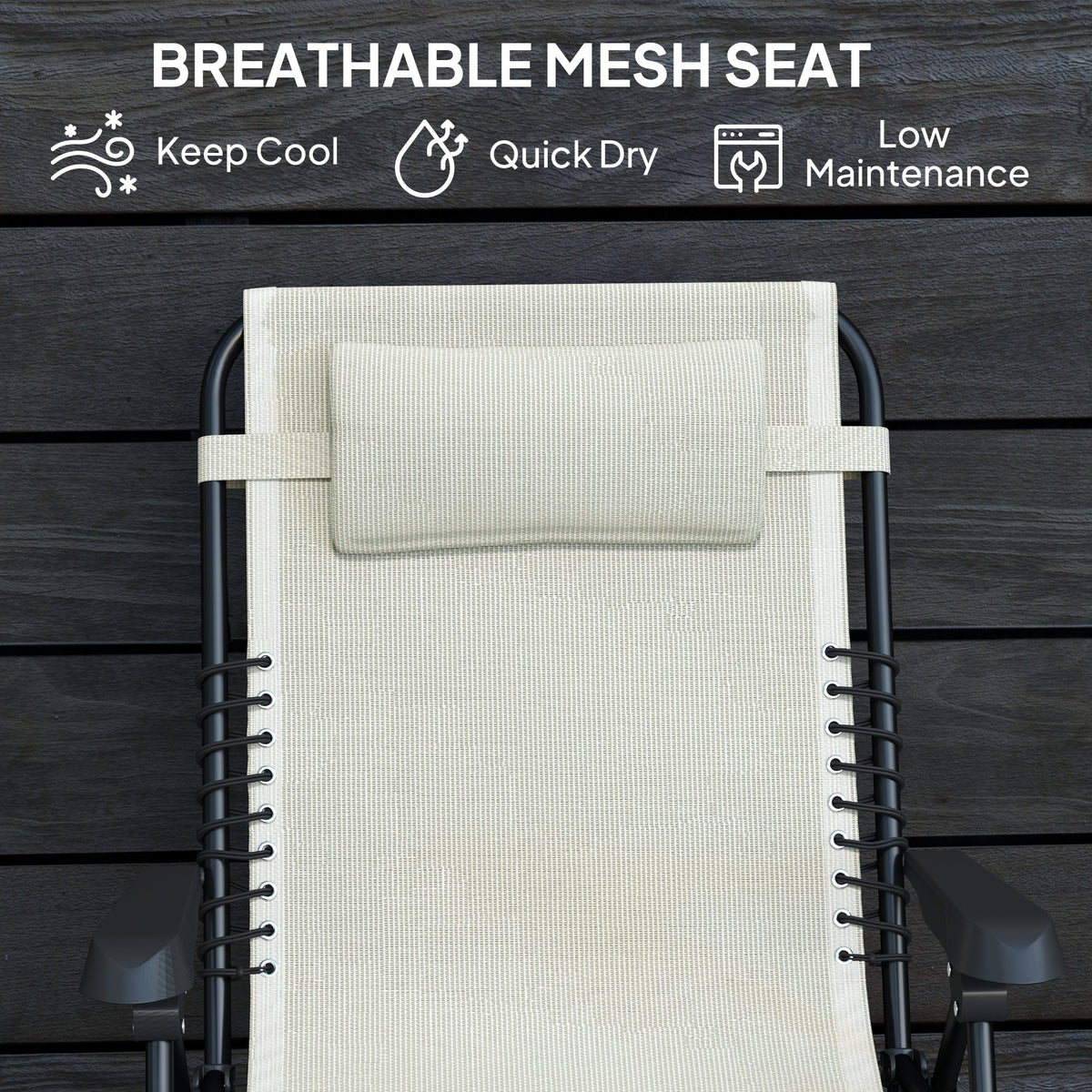 Zero Gravity Chair with 5-Position Backrest and Headrest, Beige