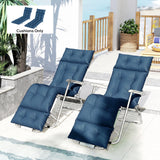 190x56x10cm Sun Lounger Cushions Set of 2 with 6 Ties, Thick 220gsm, Navy Blue