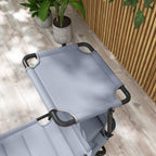 2-Piece Outdoor Lounge Chairs with Sunshade and Pillow, Gray