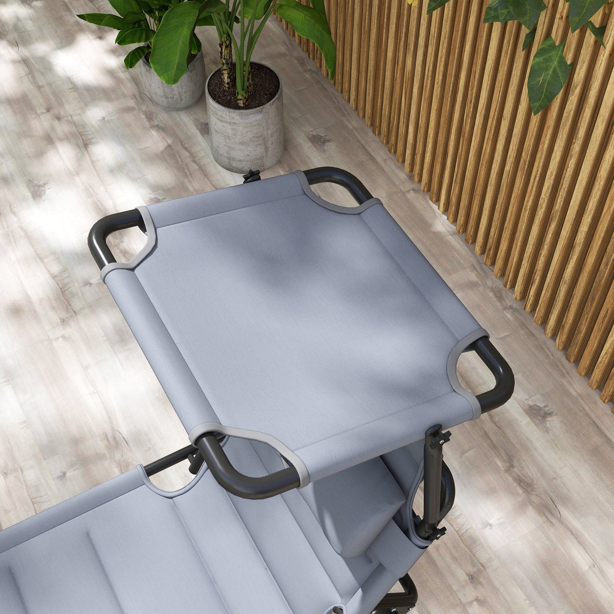 2-Piece Outdoor Lounge Chairs with Sunshade and Pillow, Gray