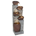 51.2" 5-Tier Water Fountain with LED Lights and Adjustable Flow, Gray/Brown