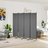 4 Panel Folding Room Divider with Wide Feet, Dark Grey