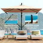 Offset Patio Umbrella with Base, Cover and Tilt Function, Khaki