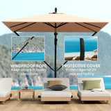 Offset Patio Umbrella with Base, Cover and Tilt Function, Khaki