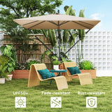 Offset Patio Umbrella with Base, Cover and Tilt Function, Khaki