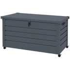 82 Gallon Galvanized Steel Deck Box with Wheels and Handles, Dark Grey