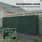 10 ft Heavy Duty Firewood Rack with Waterproof Cover & Steel Chains, Dark Green