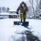 Snow Pusher with Wheels, 5-Level Handle & 7-Angle Blade, 29" x 18" Yellow