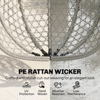 Hanging Egg Chair with Stand, Rattan Hammock, Thick Cushion, Light Grey