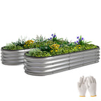 2pcs 6 x 2 x 1 ft Galvanized Raised Garden Beds, Silver
