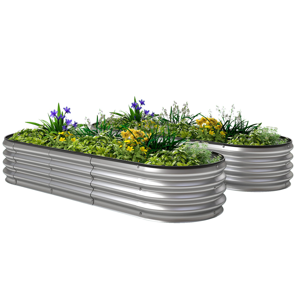 2pcs 6 x 2 x 1 ft Galvanized Raised Garden Beds, Silver