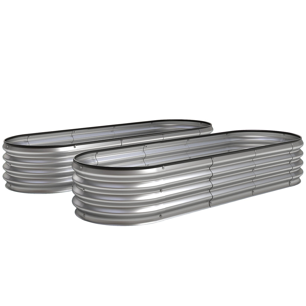 2pcs 6 x 2 x 1 ft Galvanized Raised Garden Beds, Silver
