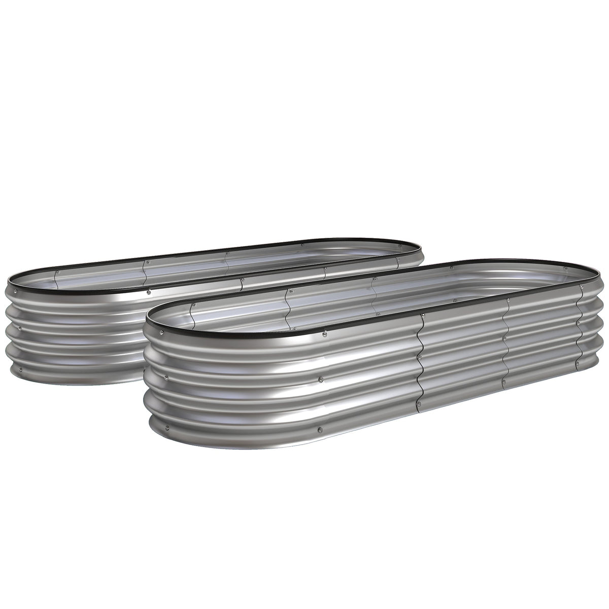 2pcs 6 x 2 x 1 ft Galvanized Raised Garden Beds, Silver