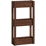 3-Tier Wooden Raised Planter with Liner, 60 x 25 x 120 cm