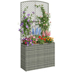 Rattan Planter with Trellis for Climbing Plants, 80 x 30 x 163 cm, Dark Grey