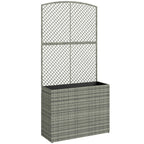 Rattan Planter with Trellis for Climbing Plants, 80 x 30 x 163 cm, Dark Grey