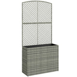 Rattan Planter with Trellis for Climbing Plants, 80 x 30 x 163 cm, Dark Grey