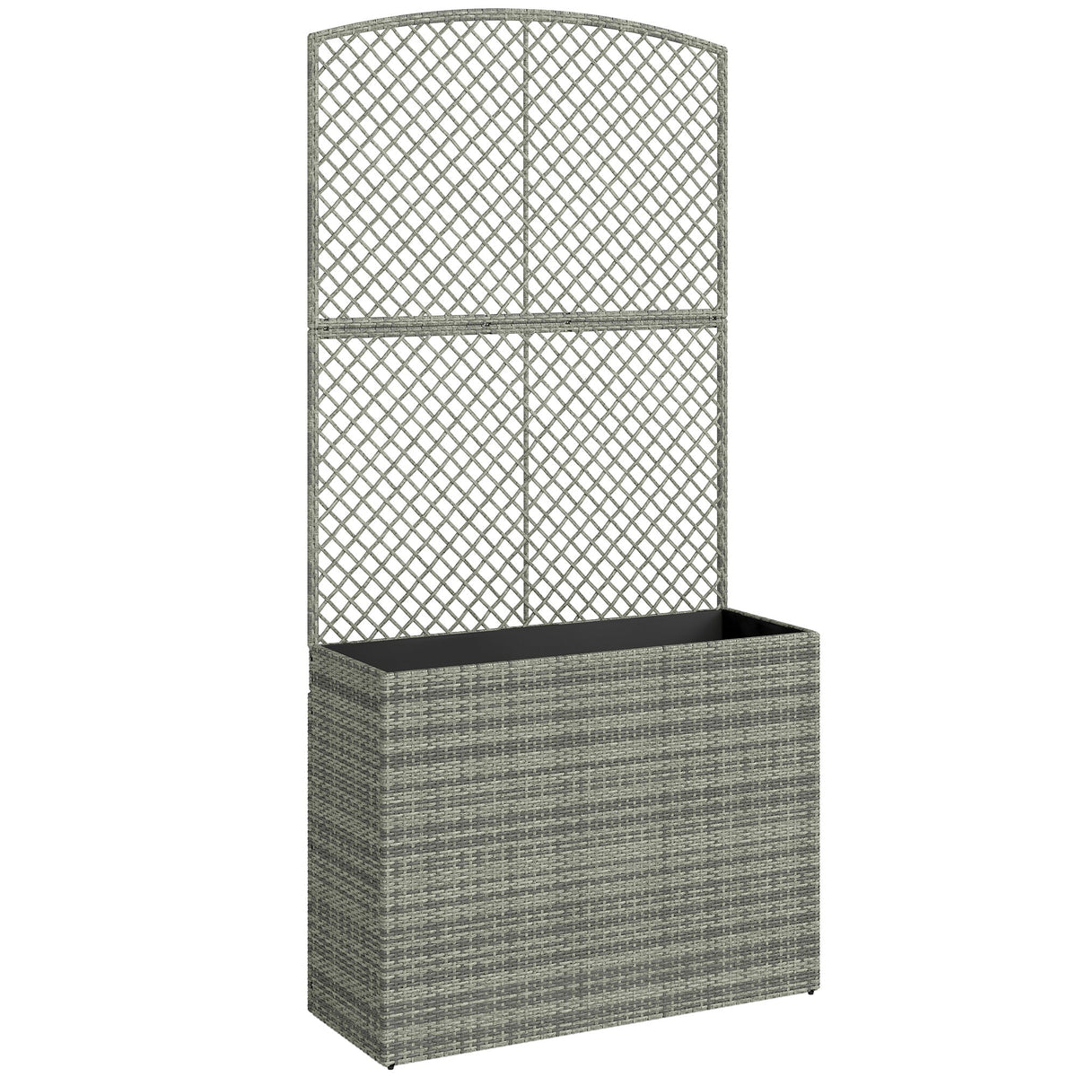 Rattan Planter with Trellis for Climbing Plants, 80 x 30 x 163 cm, Dark Grey