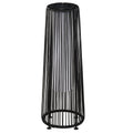 24" Wicker Solar Floor Lamp with Auto On/Off LED Lights, Black