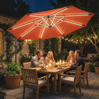 3 m Cantilever Parasol with Solar LED Light, Cover & 360° Rotation, Orange