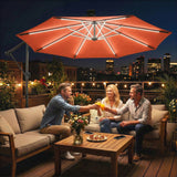 3 m Cantilever Parasol with Solar LED Light, Cover & 360° Rotation, Orange