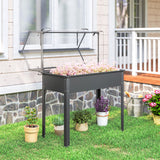 39.4" x 18.9" x 48.8" Raised Garden Bed with Cover, Dark Gray