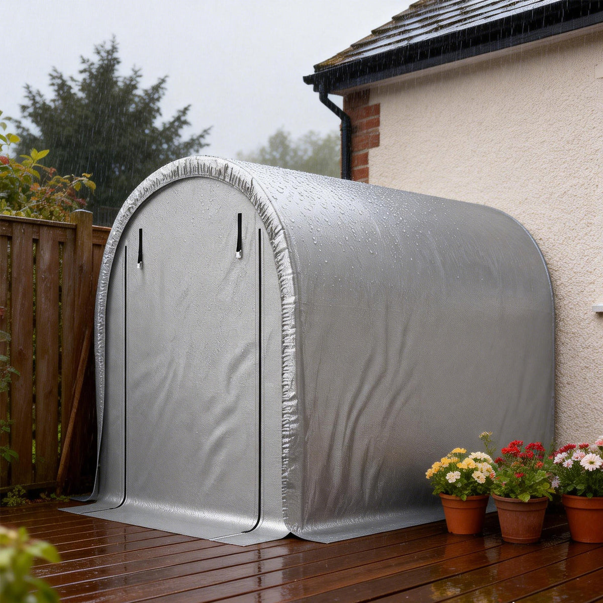 8' x 5' Portable Shed with Roll-up Zipper Door, Light Grey