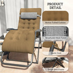 Padded Zero Gravity Chair with Cup Holder and Cushion, Light Khaki