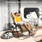 Padded Zero Gravity Chair with Cup Holder and Cushion, Light Khaki