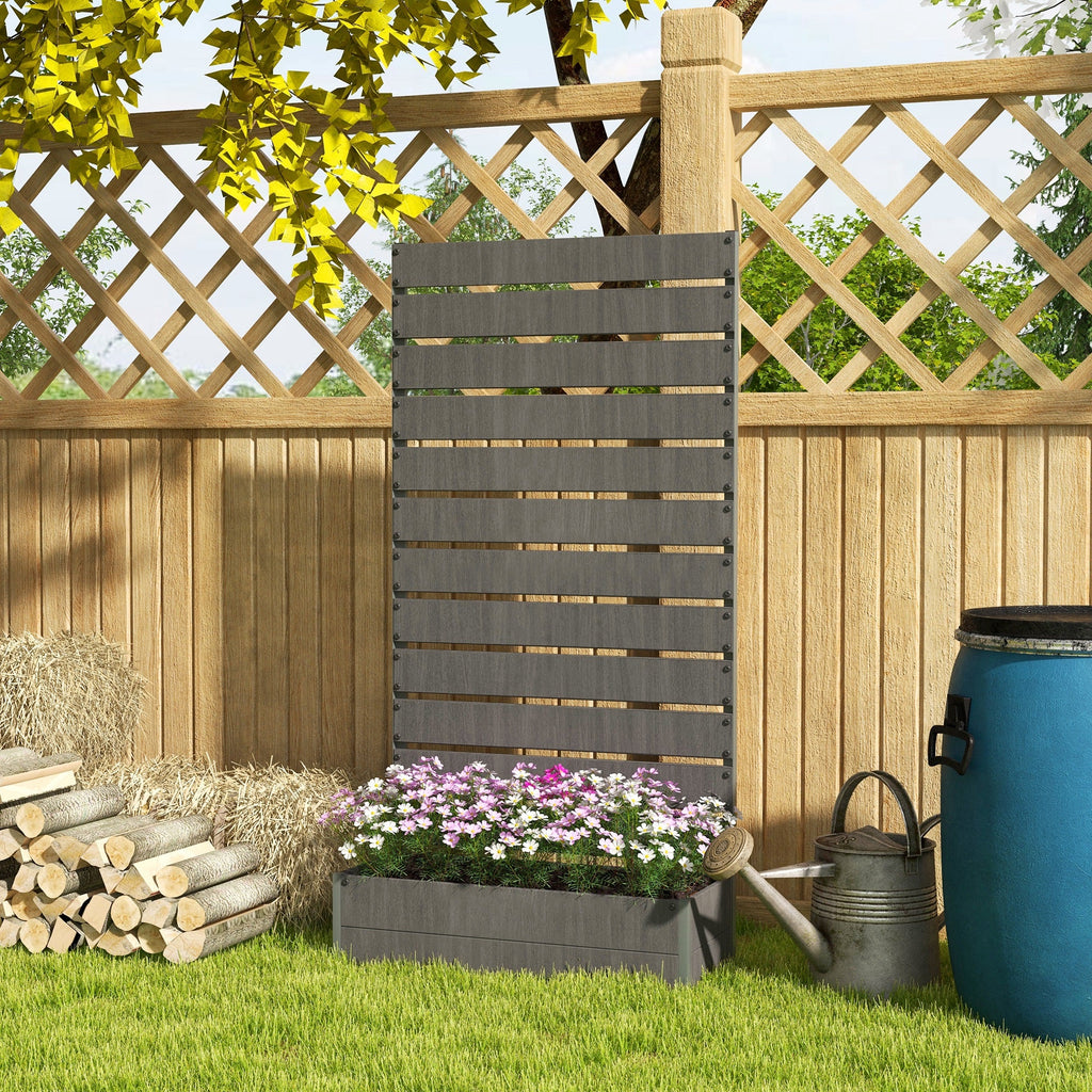 35.6" x 15" x 70.9" Raised Garden Bed with Trellis, Dark Grey