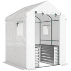 56" x 56" x 75" Raised Garden Bed Greenhouse with PE Cover, White