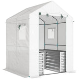 56" x 56" x 75" Raised Garden Bed Greenhouse with PE Cover, White