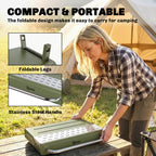 Portable Charcoal BBQ Grill with Adjustable Grates and Side Shelf, Green