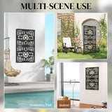 72" x 38" Metal Outdoor Privacy Screen, Symmetrical Pattern, Black