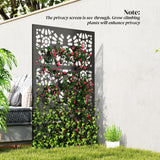 72" x 38" Metal Outdoor Privacy Screen, Symmetrical Pattern, Black